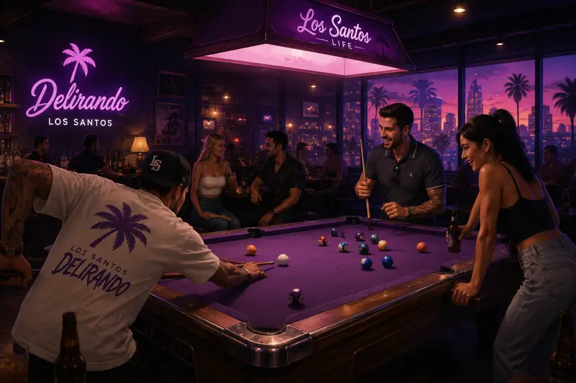 Ciudadanos en un bar de Delirando Los Santos